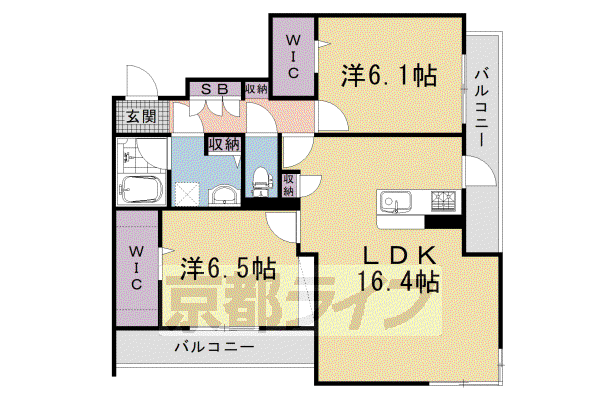 シャーメゾンガーデン太秦(2LDK/3階)の間取り写真