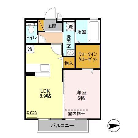 グランドソレーユ S(1LDK/2階)の間取り写真