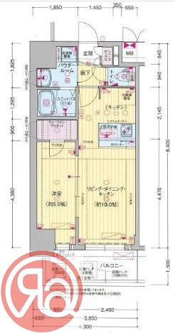 プレサンス大国町ラヴェニール(1LDK/15階)の間取り写真