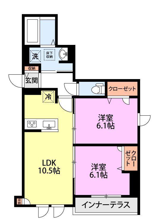 戸田市新曽計画(2LDK/1階)の間取り写真