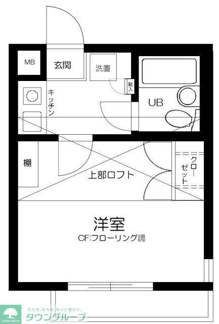 ジュネパレス市川第24-C(1K/1階)の間取り写真