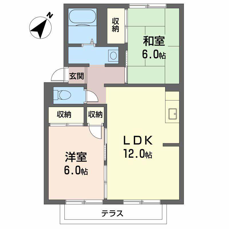 プレジール中島(2LDK/1階)の間取り写真