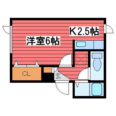PLAZA IN 月寒(1K/2階)の間取り写真