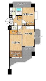 サンセリテ長坂(2DK/3階)の間取り写真