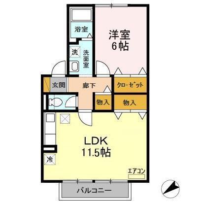 メイヒルズ III号棟(1LDK/1階)の間取り写真