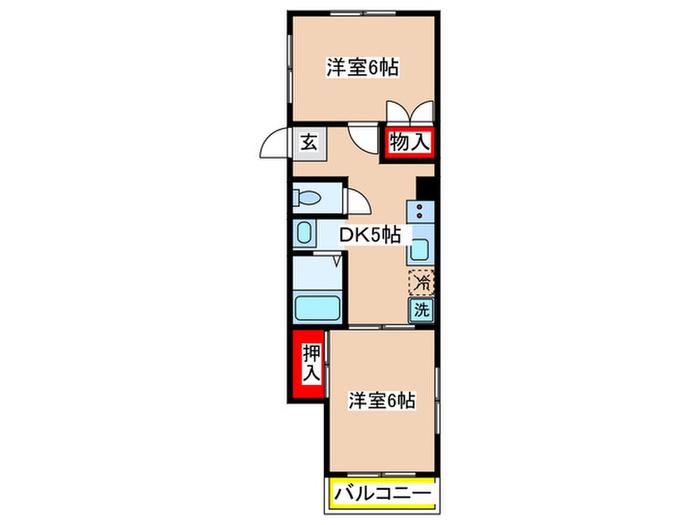 アベマンション(2DK/2階)の間取り写真
