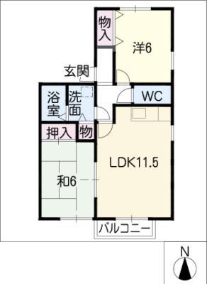 メルクーア七宝(2LDK/2階)の間取り写真
