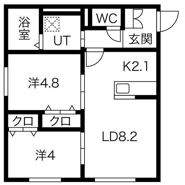 アートレータ琴似(2LDK/2階)の間取り写真