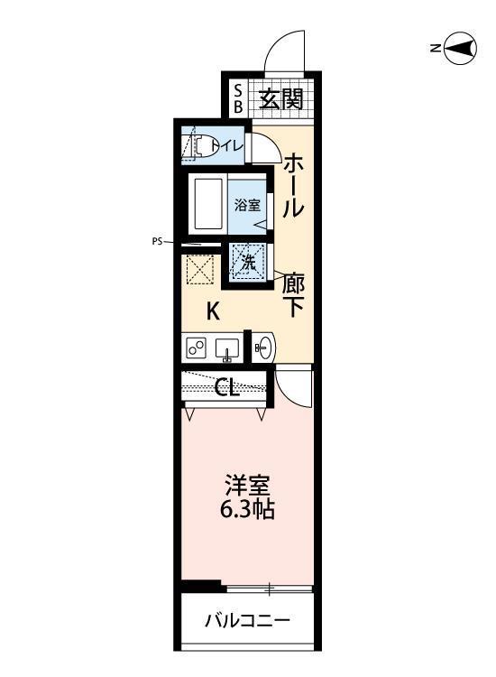 リーブルファイン獨協大学前 2号棟(1K/3階)の間取り写真