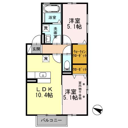 ロイヤル杉道(2LDK/2階)の間取り写真