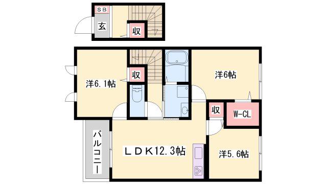 サンブランシュファミーユ A棟(3LDK/2階)の間取り写真