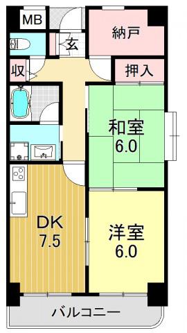 メゾンドール(2SDK/3階)の間取り写真