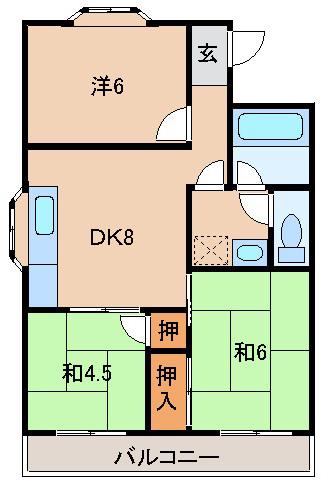 ヴィラ貴志川(3DK/2階)の間取り写真