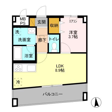 アレグリア柏屋(1LDK/4階)の間取り写真