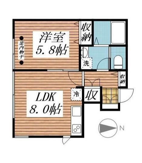 リリオ北綾瀬(1LDK/1階)の間取り写真