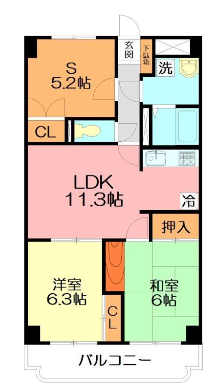 サニーヴィラ金子(2SLDK/1階)の間取り写真