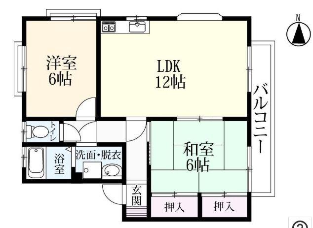 神園リバーハイツ(2LDK/1階)の間取り写真