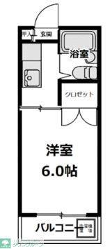 サンハイツ田倉(ワンルーム/2階)の間取り写真