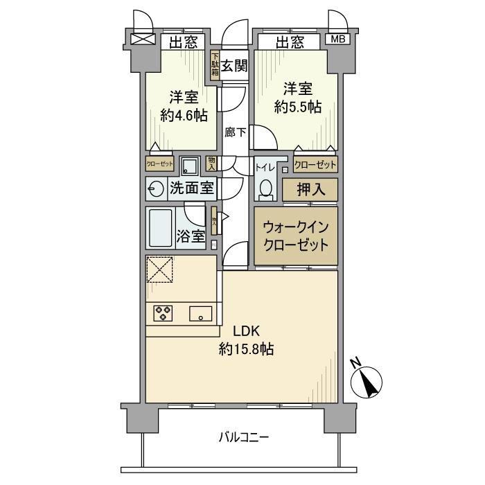 ダイアパレス青梅新町II(2LDK/4階)の間取り写真