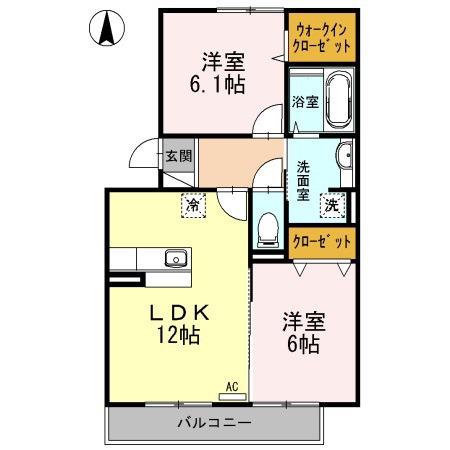 サンヴィオレ C棟(2LDK/3階)の間取り写真