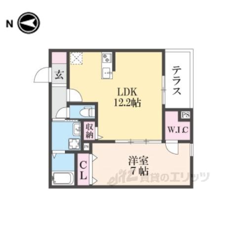 ジーメゾン大和高田クレアージュ(1LDK/1階)の間取り写真