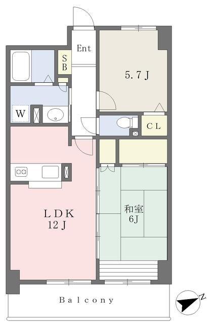 グリーンピア徳力II(2LDK/2階)の間取り写真