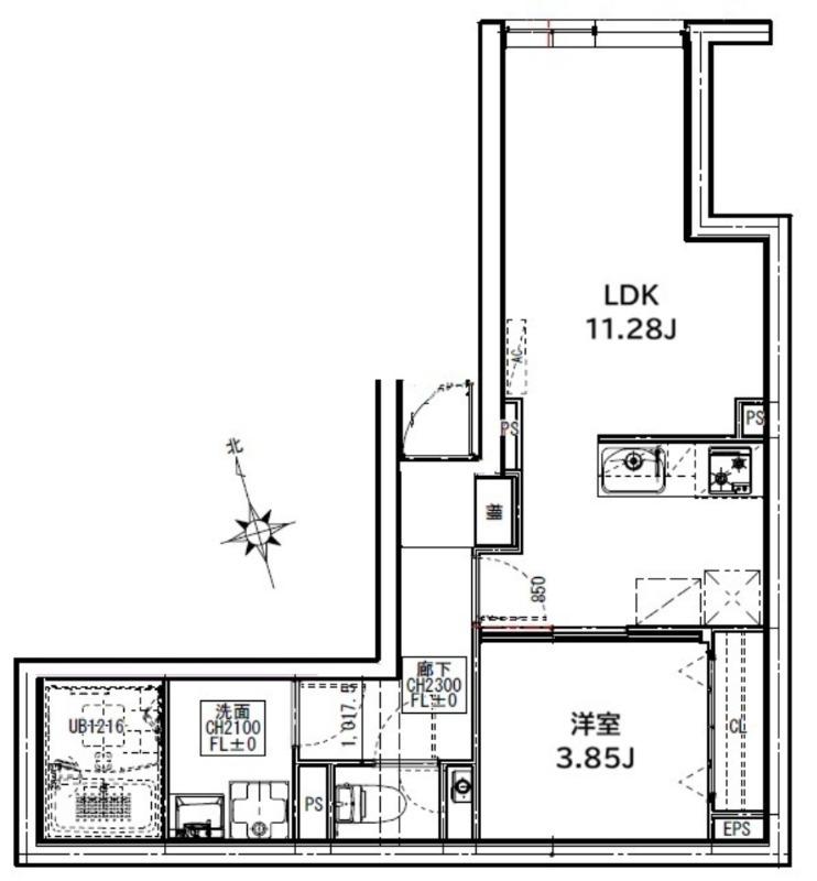 CREAL新富町 CREAL新富町(1LDK/1階)の間取り写真