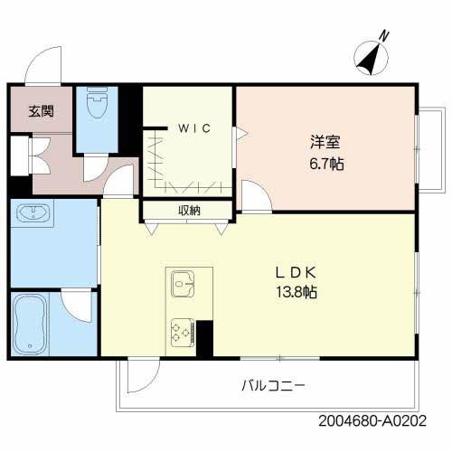 シャーメゾンオルテンシア(1LDK/2階)の間取り写真