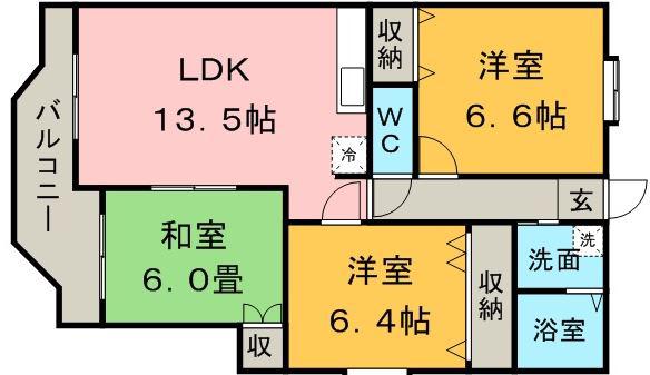 コンドミニアム都麗殷(3LDK/5階)の間取り写真