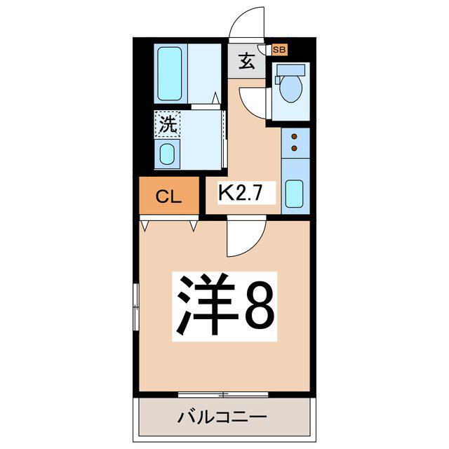 シャトーハイム.K(1K/1階)の間取り写真