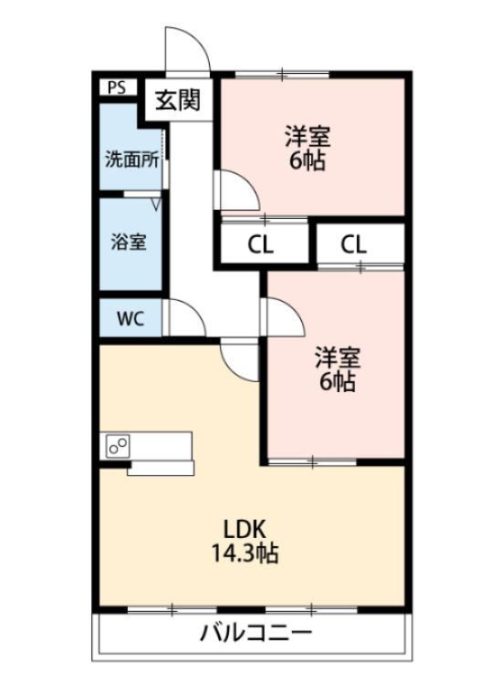 GRANDTOYOU(2LDK/3階)の間取り写真