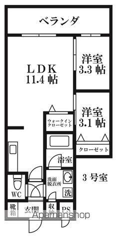 モダンパラッツォ大名(2LDK/4階)の間取り写真