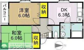 フジノコーポI(2DK/1階)の間取り写真