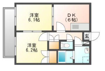 マンション 寿(2DK/4階)の間取り写真