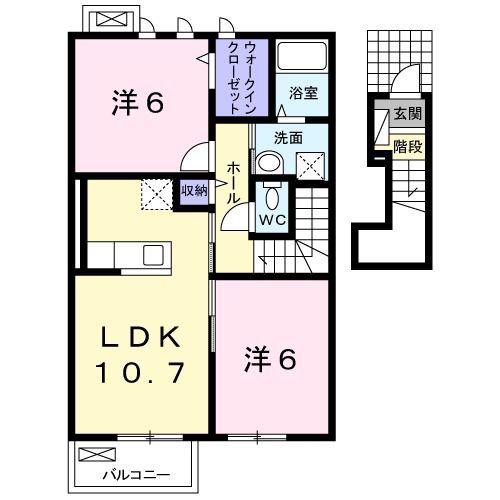 アトレ城原II(2LDK/2階)の間取り写真