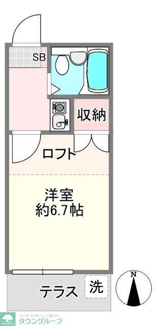 ソレイユ東越谷(1K/2階)の間取り写真