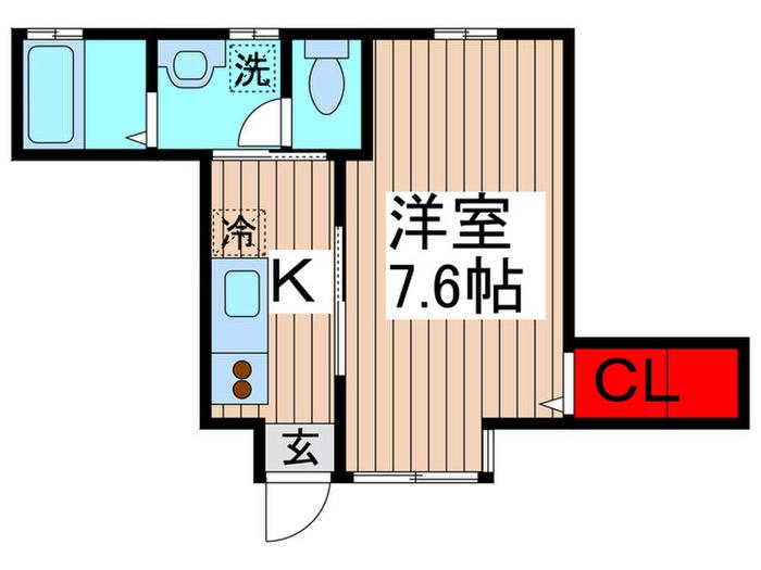 プランドール鮒橋(1K/1階)の間取り写真