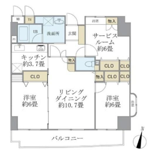 ドミールコンフォール(2SLDK/8階)の間取り写真