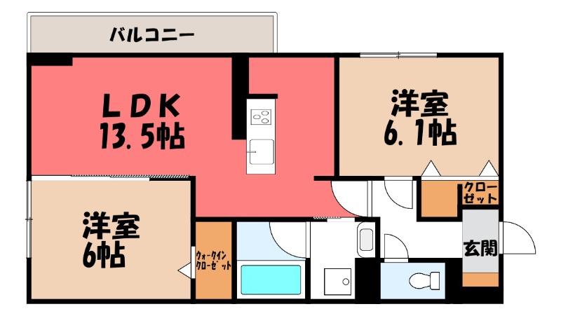 D-LUXE中居町(2LDK/3階)の間取り写真