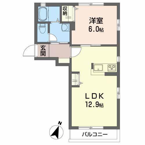 グランシャリオすずきB(1LDK/2階)の間取り写真