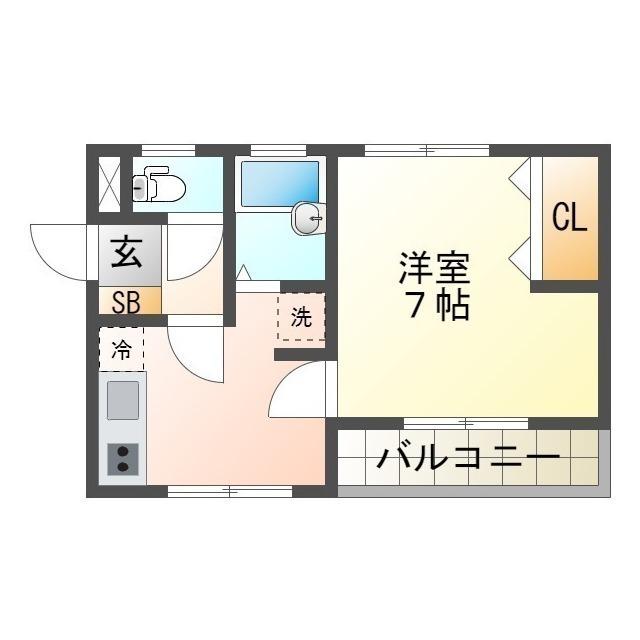 ベルエール上浜(1K/3階)の間取り写真