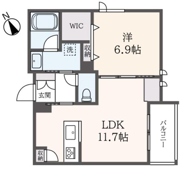 リコルド代田(1LDK/1階)の間取り写真