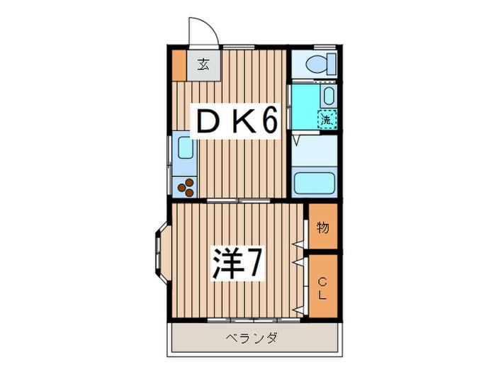 グランキュート鎌倉(1DK/1階)の間取り写真