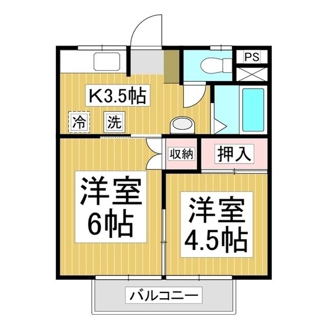 春日ハイツ(2K/1階)の間取り写真