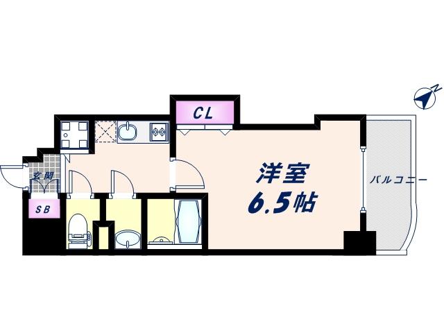 LUXE難波西I(1K/4階)の間取り写真