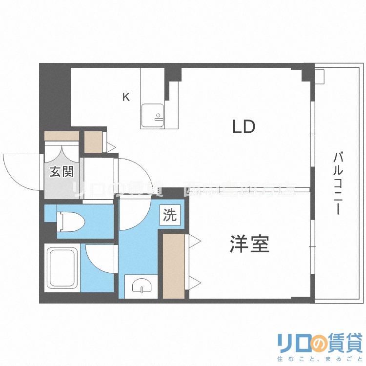 新大阪ファミール 東館(1LDK/2階)の間取り写真