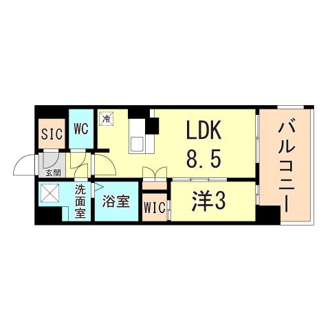 アーバンパーク御幣島(1LDK/3階)の間取り写真