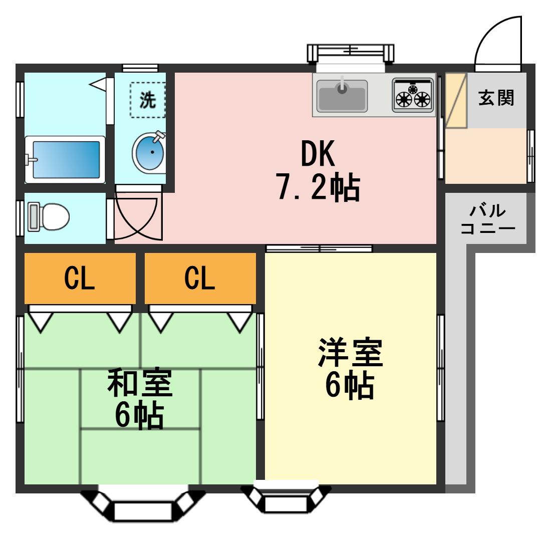 はなコーポ(2DK/3階)の間取り写真