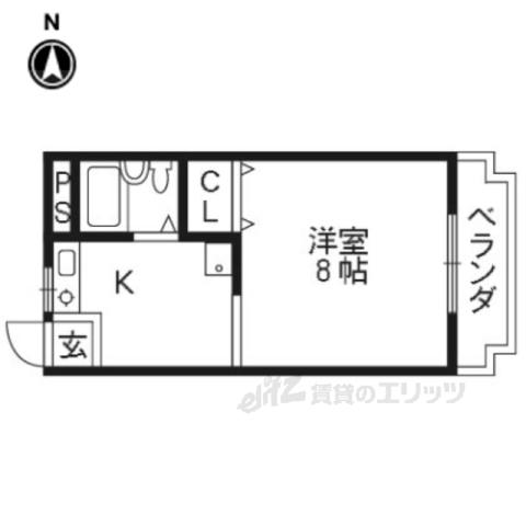 アストロプラザⅣ(1K/2階)の間取り写真
