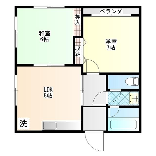 ワンコタス(2DK/3階)の間取り写真